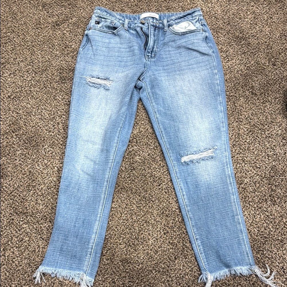 KanCan Blue Ankle Cropped Distressed Jeans